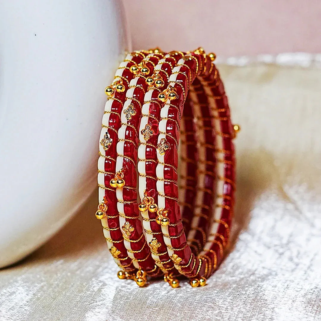 Lightweight Ghungroo Style Acrylic Kada for Women (Pack of 4) - The Golden Cascade